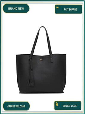 Faux Leather Tote Shoulder Bag Large Capacity Tassel Handbag